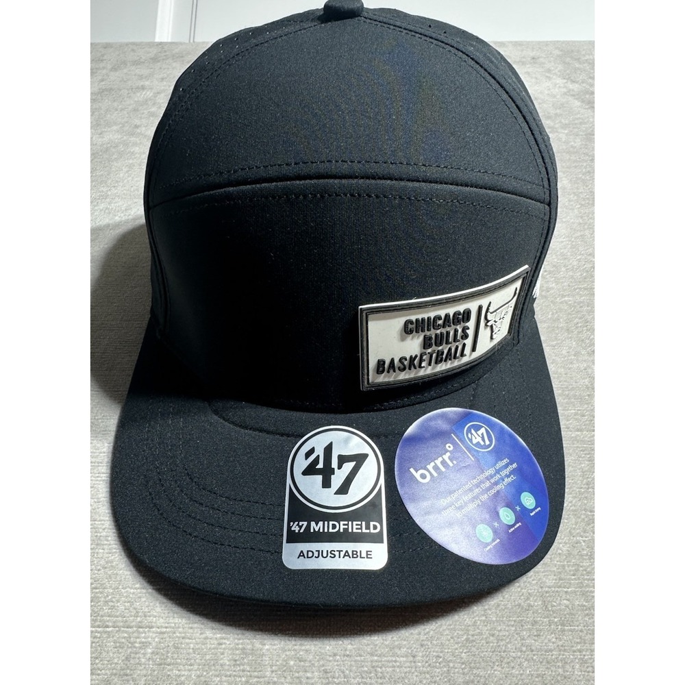 Chicago Bulls '47 Brand brrr Cypher Midfield Black OSFM Hat Cap NEW